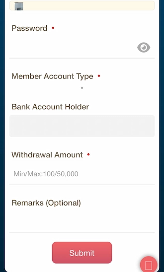 Step 3: Create a withdrawal order.